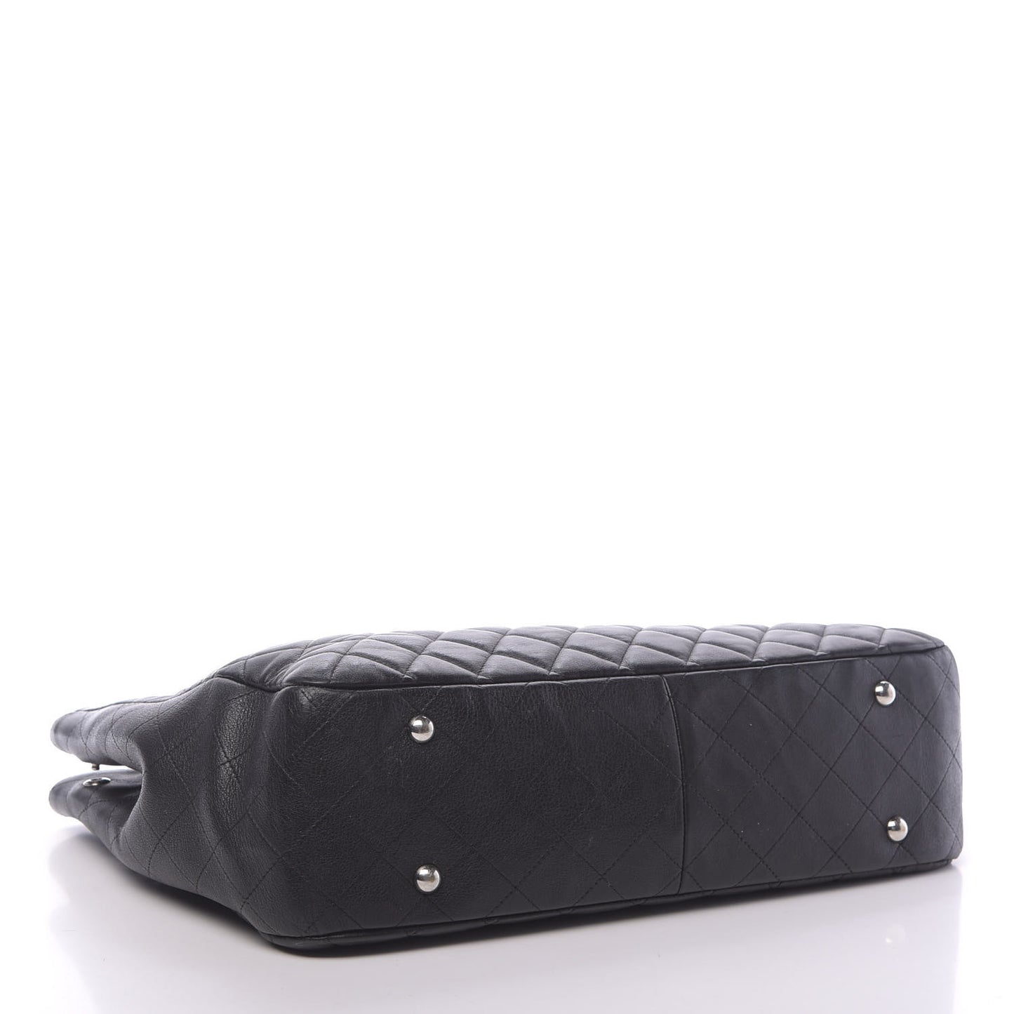 Calfskin Quilted Large CC Shopping Tote Black