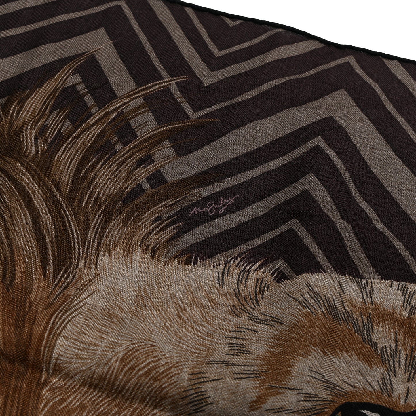 Cashmere Silk Roaaaaar! Scarf 100 Etoupe Grenat Marron Fonce
