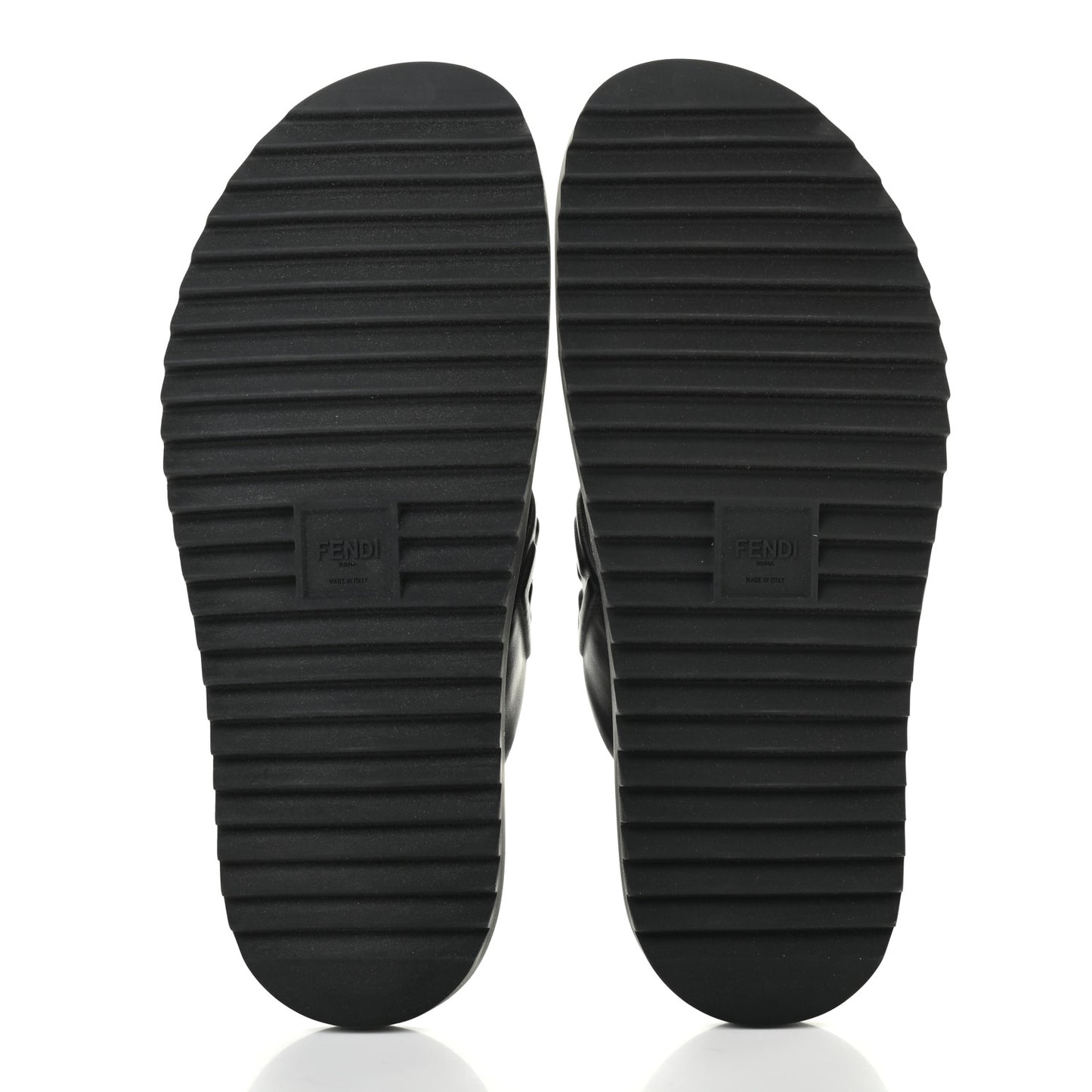 Nappa FF Embossed Mens Criss Cross Slide Sandals 12 Black