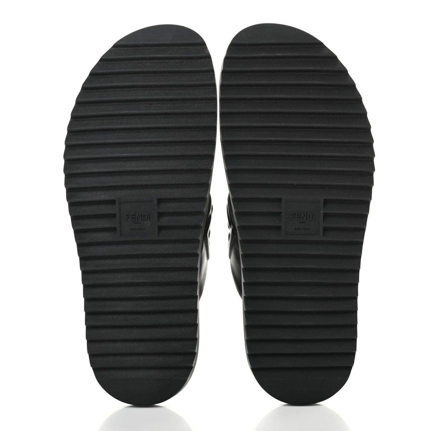 Fendi Nappa FF Embossed Mens Criss Cross Slide Sandals 12 Black 5 of 9