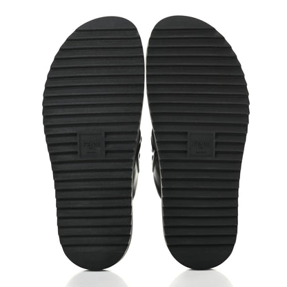 Fendi Nappa FF Embossed Mens Criss Cross Slide Sandals 12 Black 5 of 9
