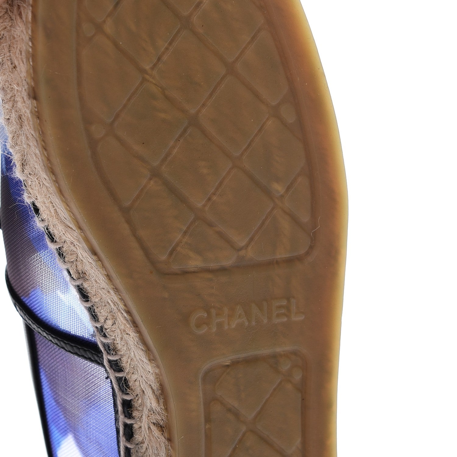 Chanel Mesh Lambskin Check Print CC Espadrilles 39 Blue Black White 6 of 8
