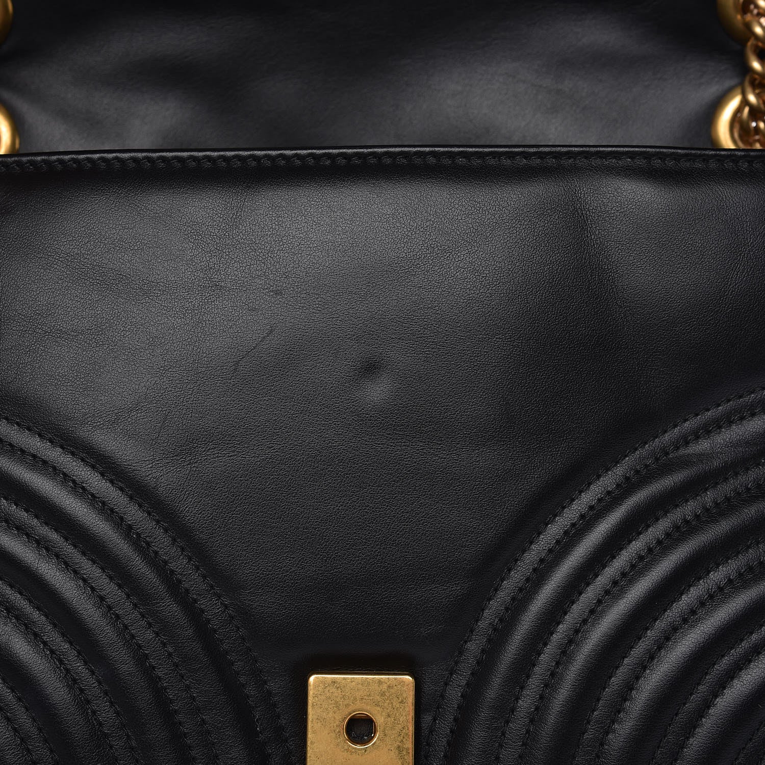 Gucci Calfskin Matelasse Medium GG Marmont Shoulder Bag Black 8 of 11