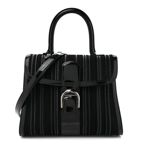 Canvas Patent Calfskin MM Brillant Satchel Black