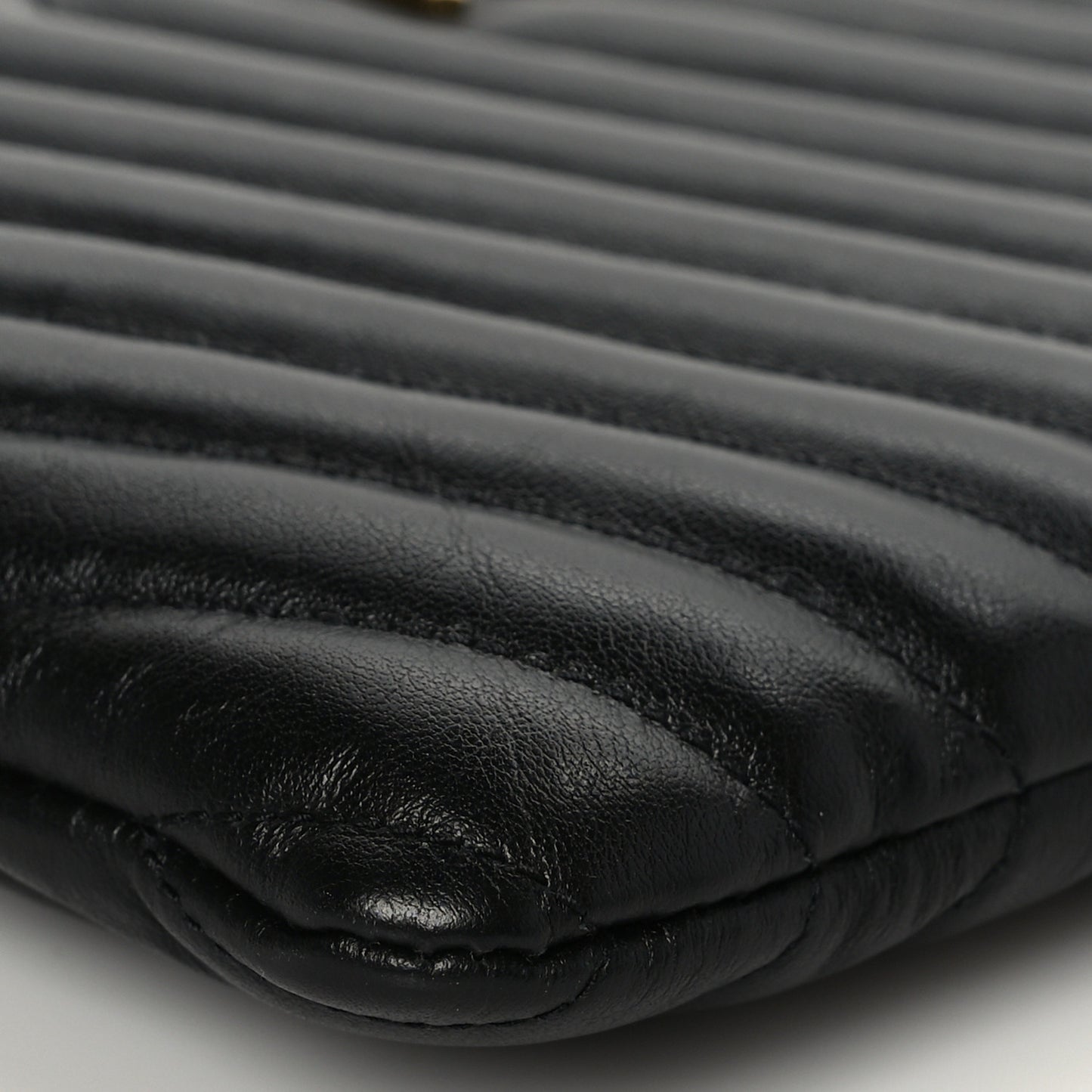 Calfskin Matelasse Chevron Monogram A5 Wristlet Black