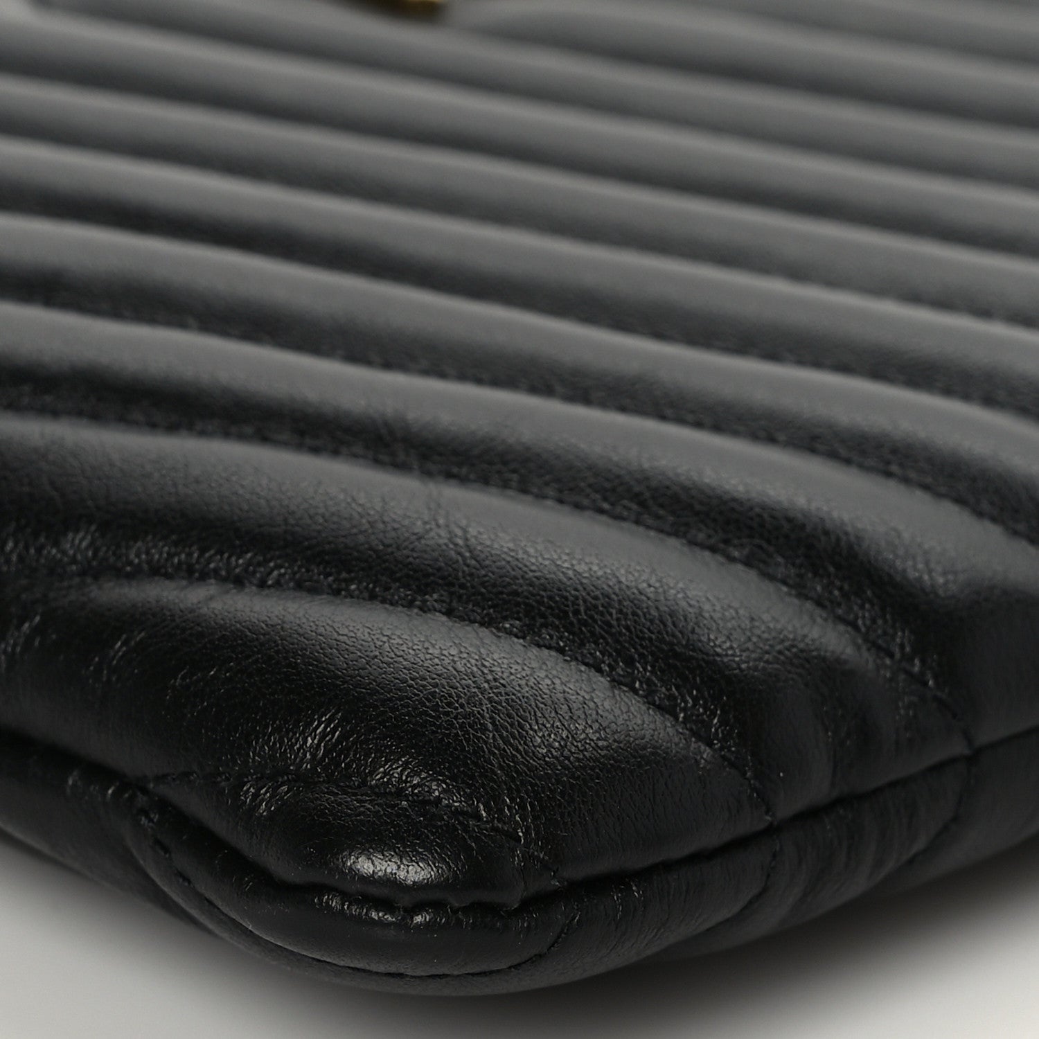 Saint Laurent Calfskin Matelasse Chevron Monogram A5 Wristlet Black 9 of 9