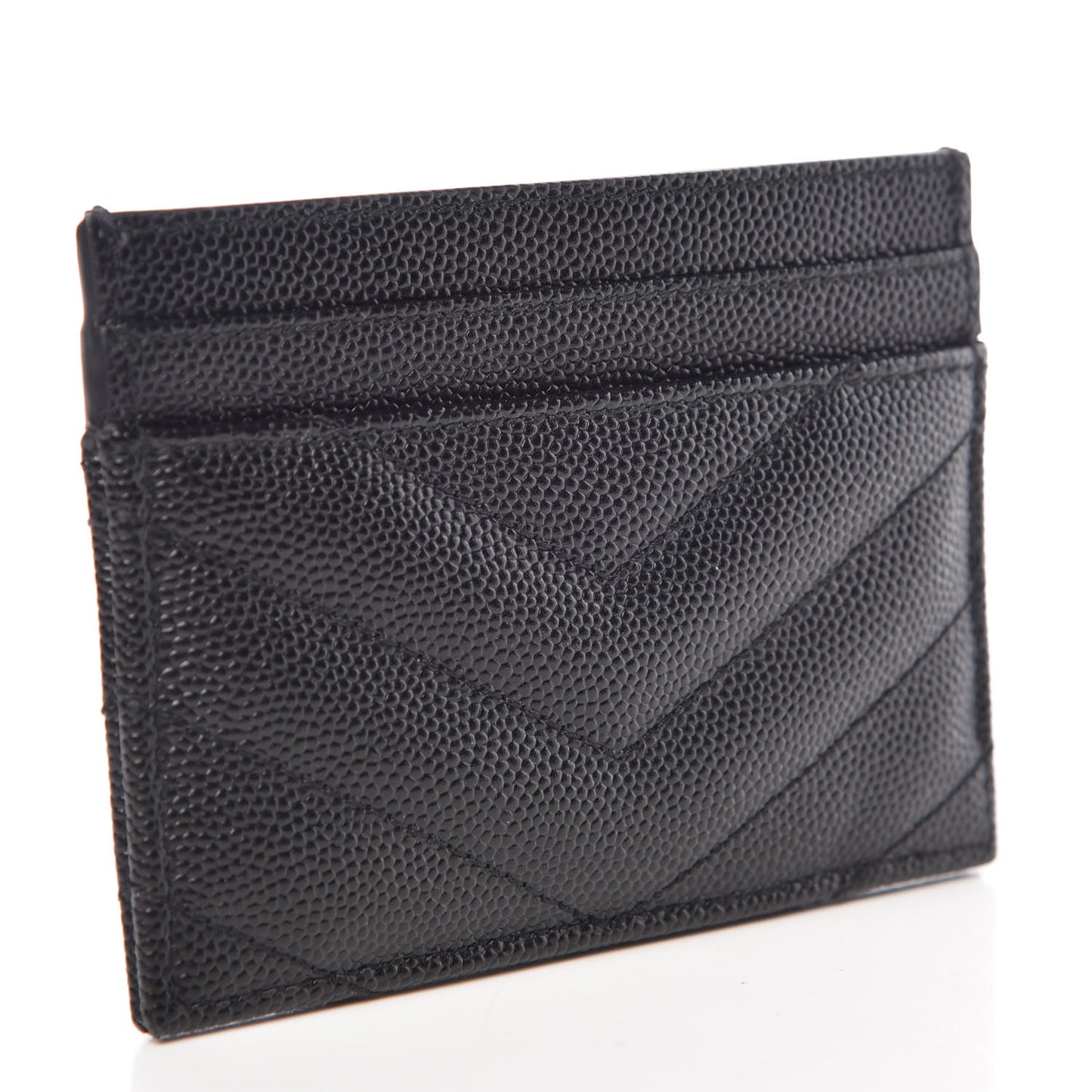 Grain De Poudre Matelasse Chevron Monogram Credit Card Case Black