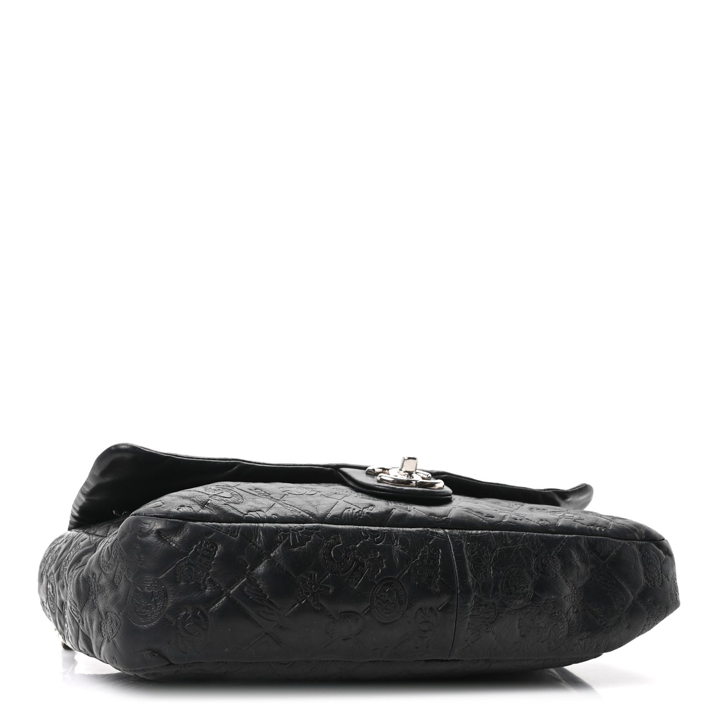 Calfskin Embossed Large Lucky Symbols Flap Black