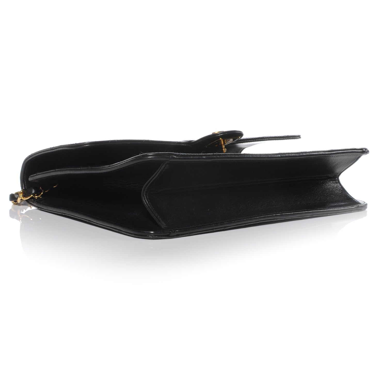 Lambskin Medium Single Flap Black