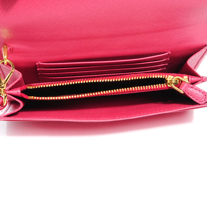 Prada Saffiano Triangle Flap Wallet Peonia 9 of 11