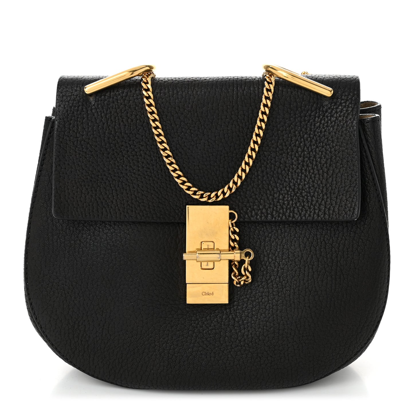 Grained Lambskin Drew Shoulder Bag Black