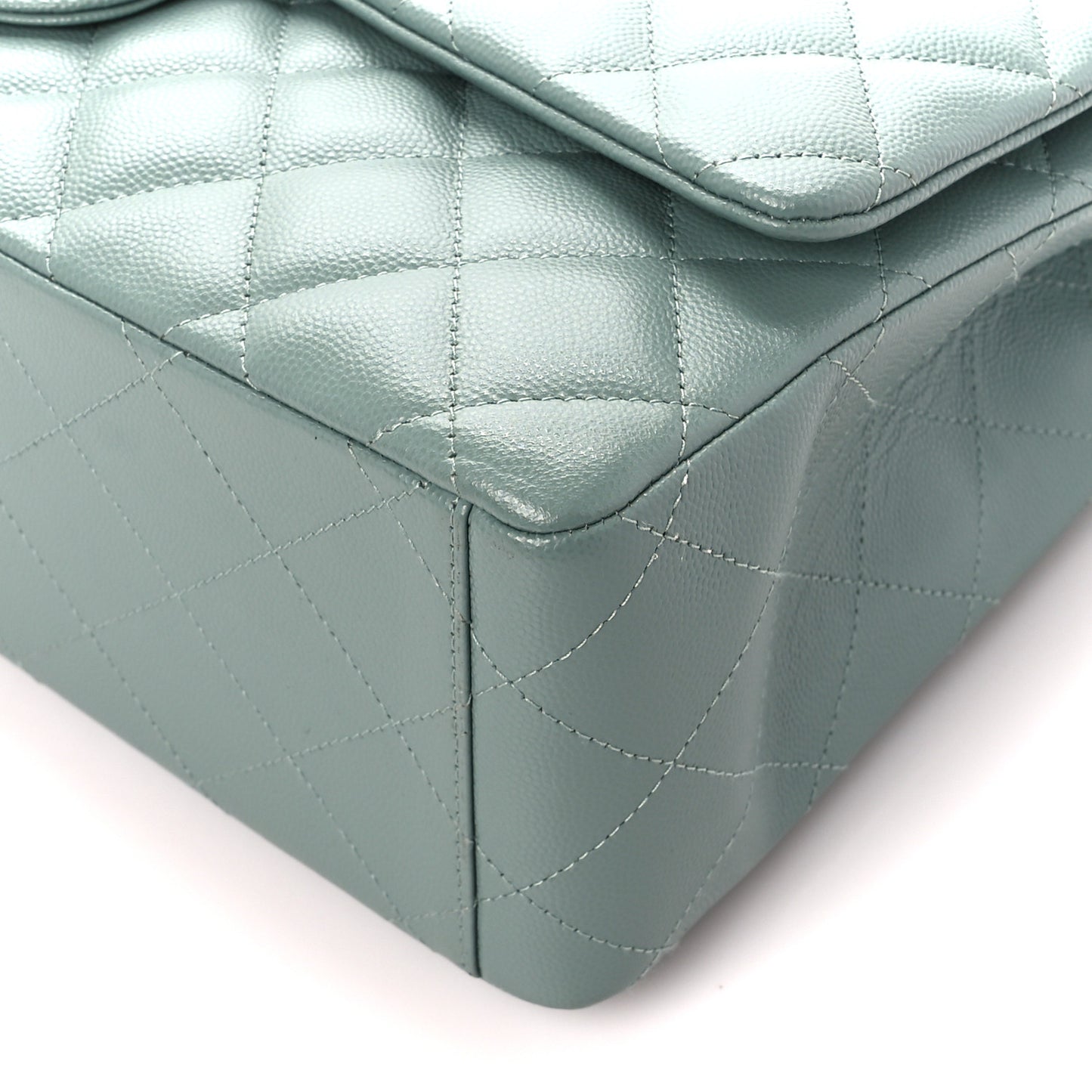 Caviar Quilted Maxi Double Flap Light Blue