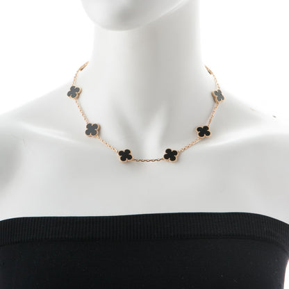 Van Cleef & Arpels 18K Yellow Gold Black Onyx 10 Motifs Vintage Alhambra Necklace 2 of 6