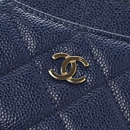Chanel Caviar Quilted CC Zip Around Card Holder Navy 8 of 10