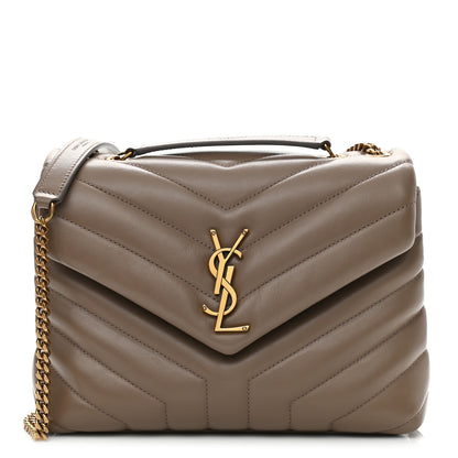 Saint Laurent Calfskin Y Quilted Monogram Small Loulou Chain Satchel Taupe 1 of 11
