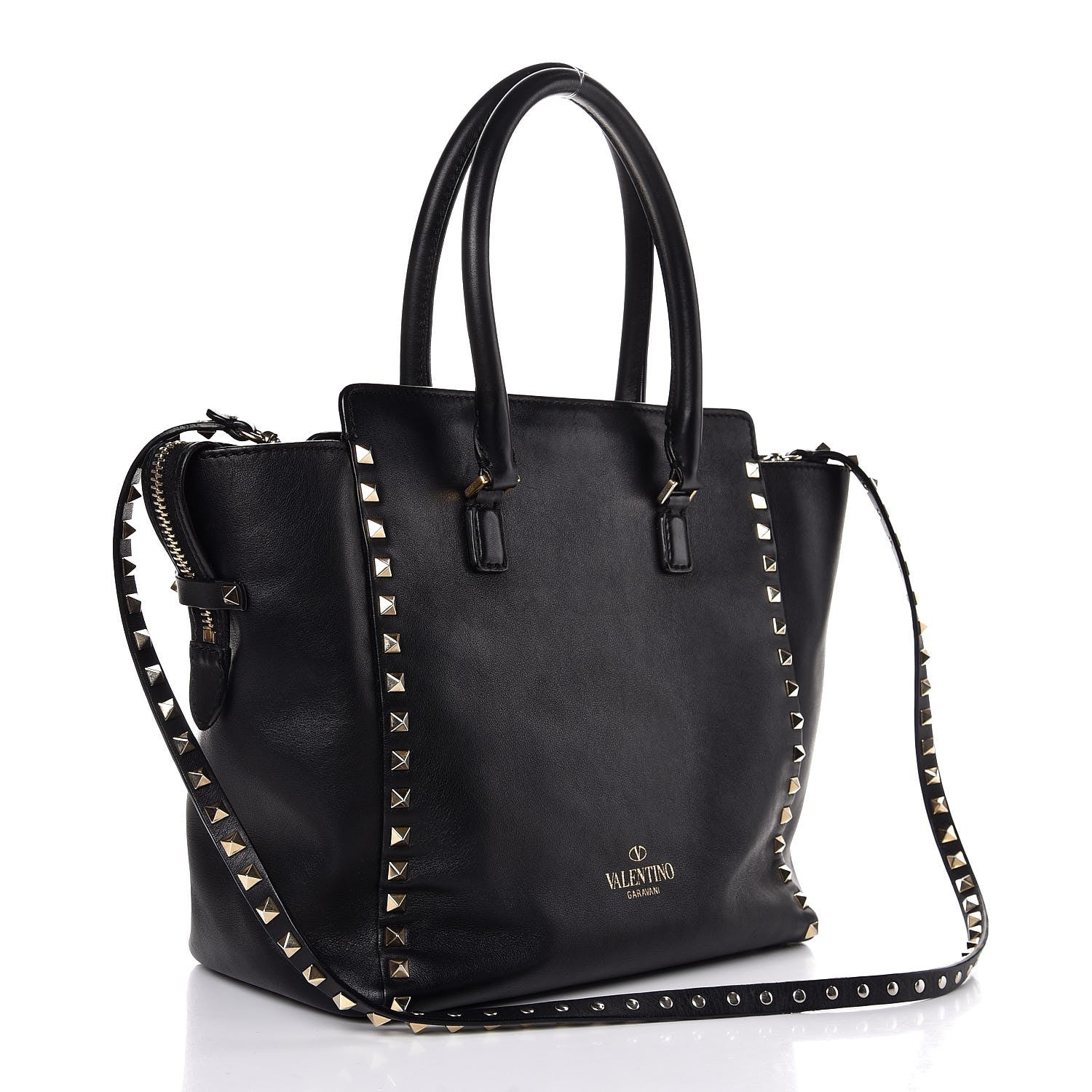 Valentino Garavani Vitello Rockstud Double Handle Tote Black 4 of 8