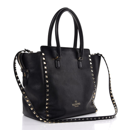 Valentino Garavani Vitello Rockstud Double Handle Tote Black 4 of 8