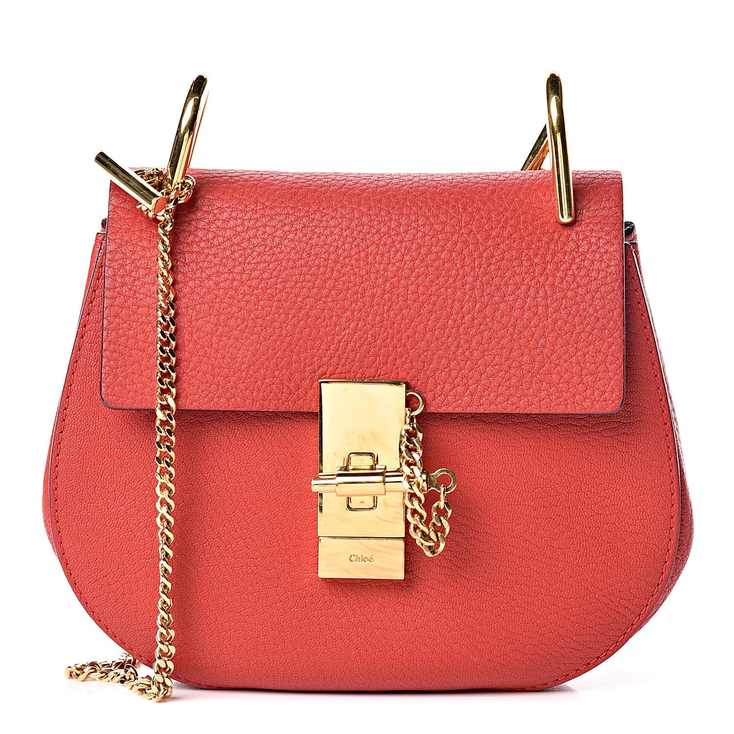 Chloe Grained Lambskin Mini Drew Shoulder Bag Plaid Red 1 of 18
