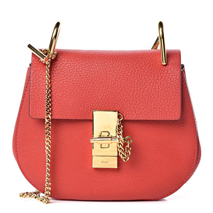 Chloe Grained Lambskin Mini Drew Shoulder Bag Plaid Red 1 of 18