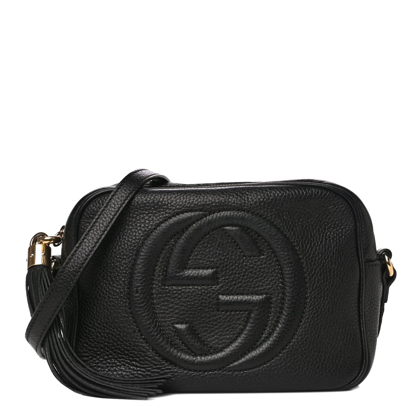 Pebbled Calfskin Small Soho Disco Bag Black
