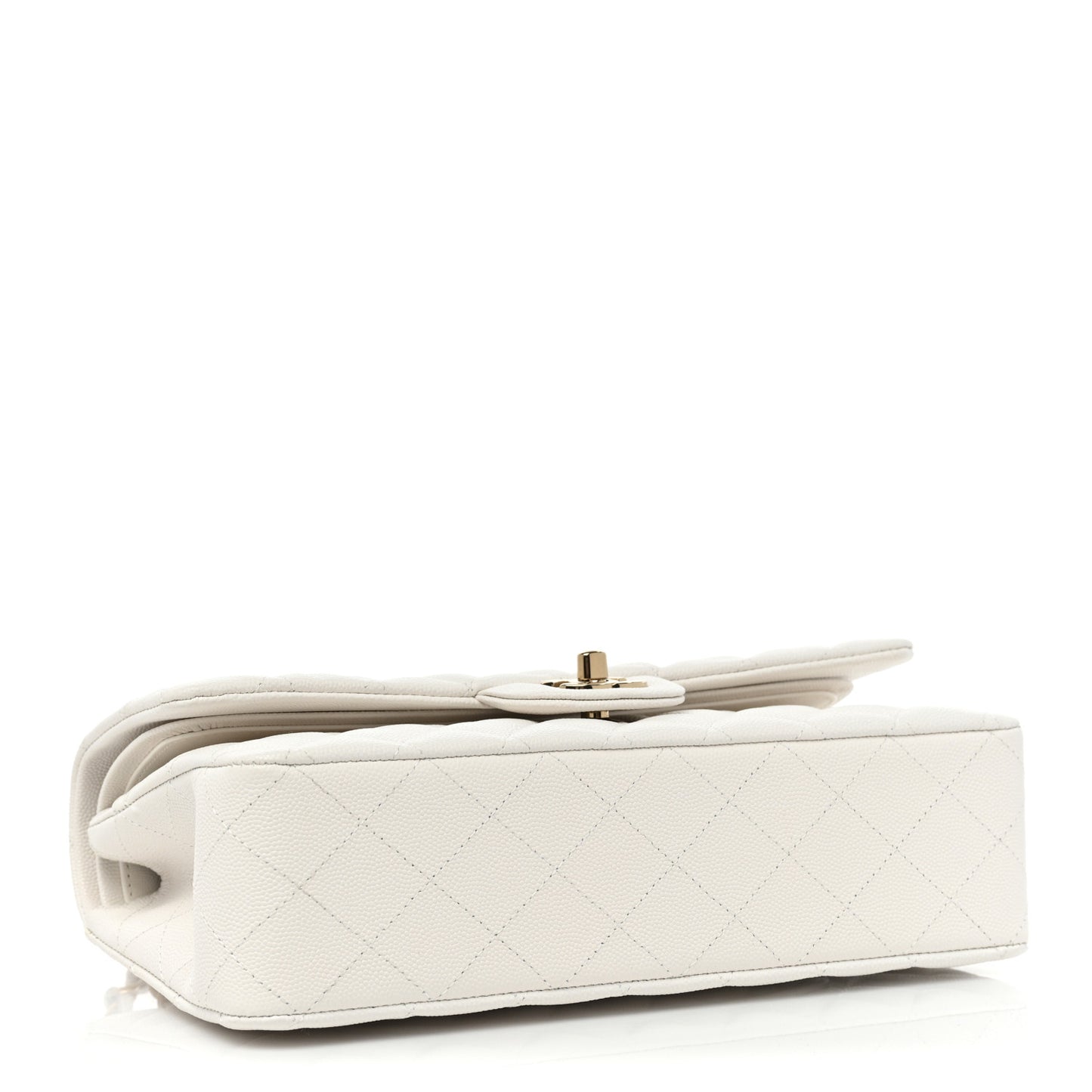 Caviar Quilted Medium Double Flap White