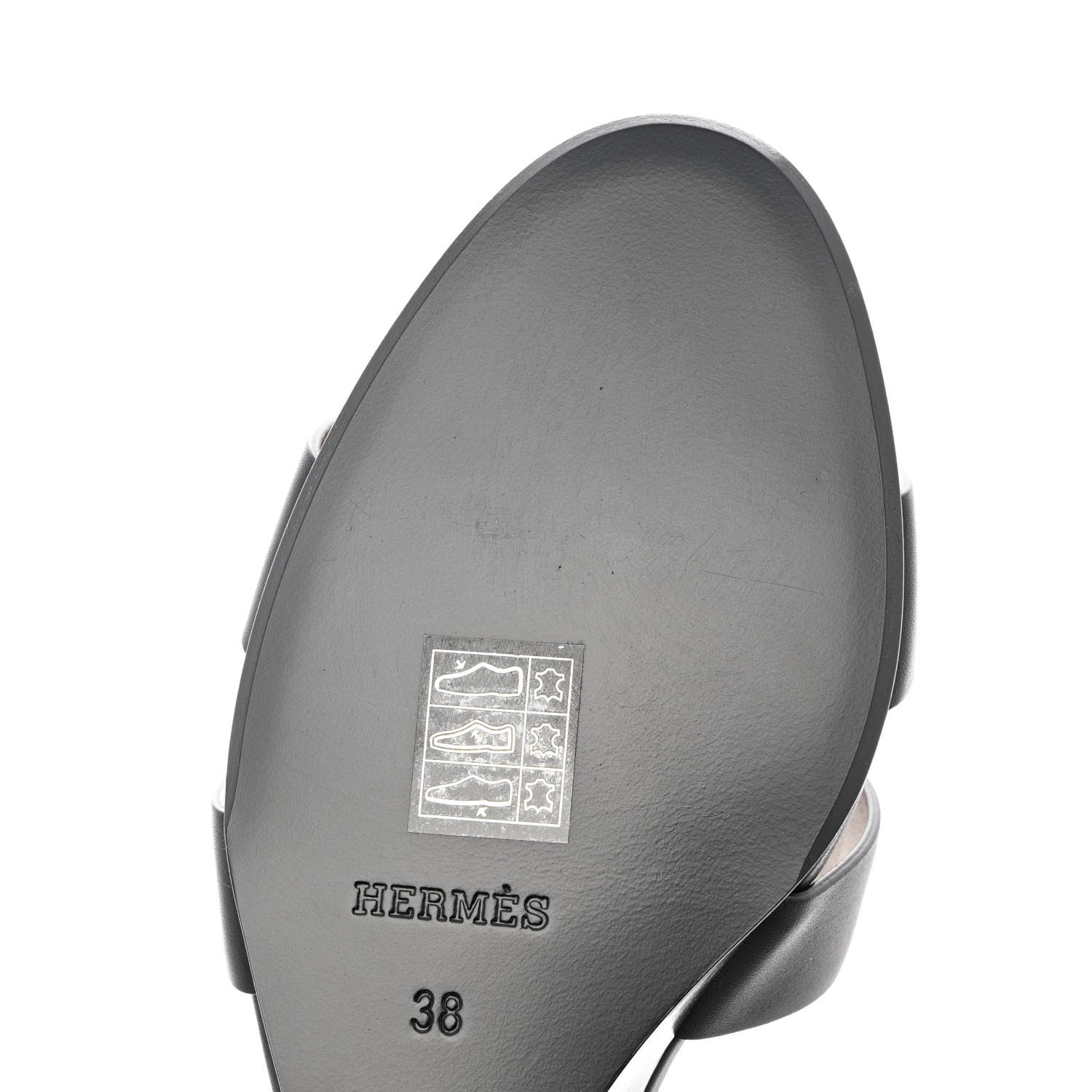 Hermes Calfskin Legend Wedge Sandals 38 Black 10 of 11