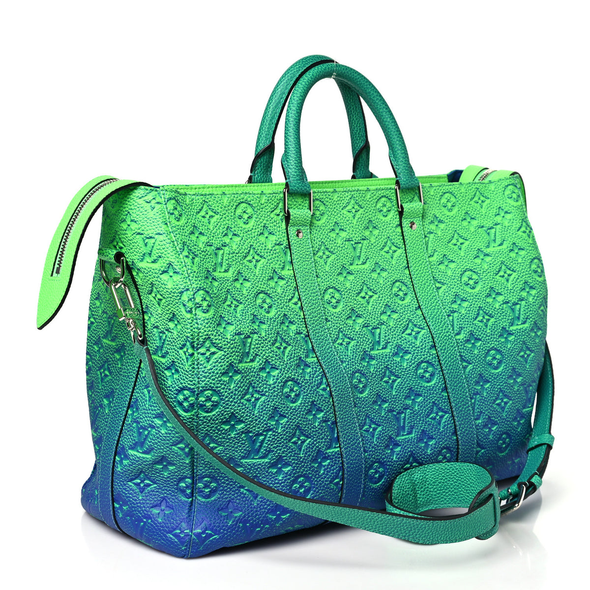 Taurillon Illusion Keepall Tote Bleu Vert