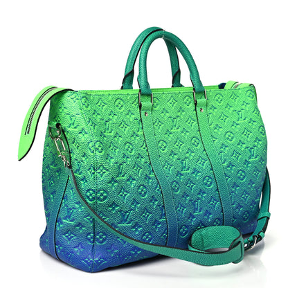 Louis Vuitton Taurillon Illusion Keepall Tote Bleu Vert 2 of 8