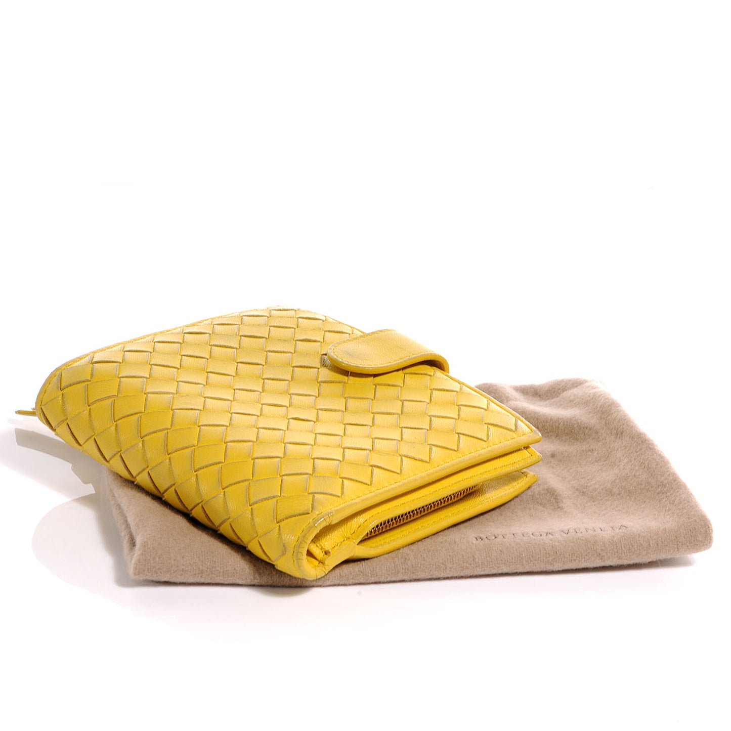 Nappa Intrecciato French Compact Wallet Yellow