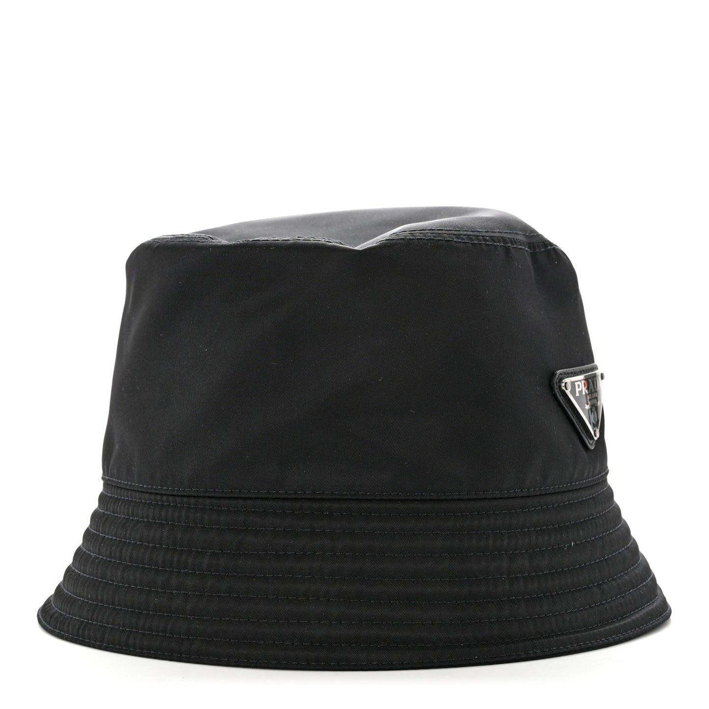 Re-Nylon Saffiano Metal Triangle Logo Womens Bucket Hat S Black