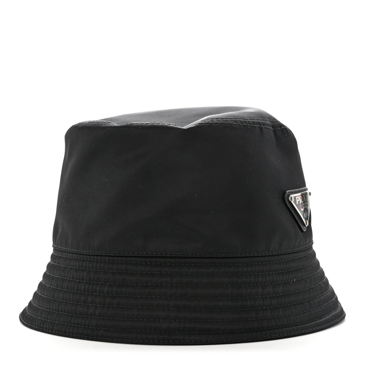 Prada Re-Nylon Saffiano Metal Triangle Logo Womens Bucket Hat S Black 3 of 8