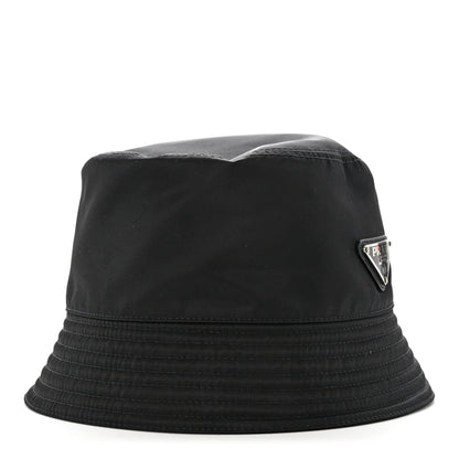 Prada Re-Nylon Saffiano Metal Triangle Logo Womens Bucket Hat S Black 3 of 8