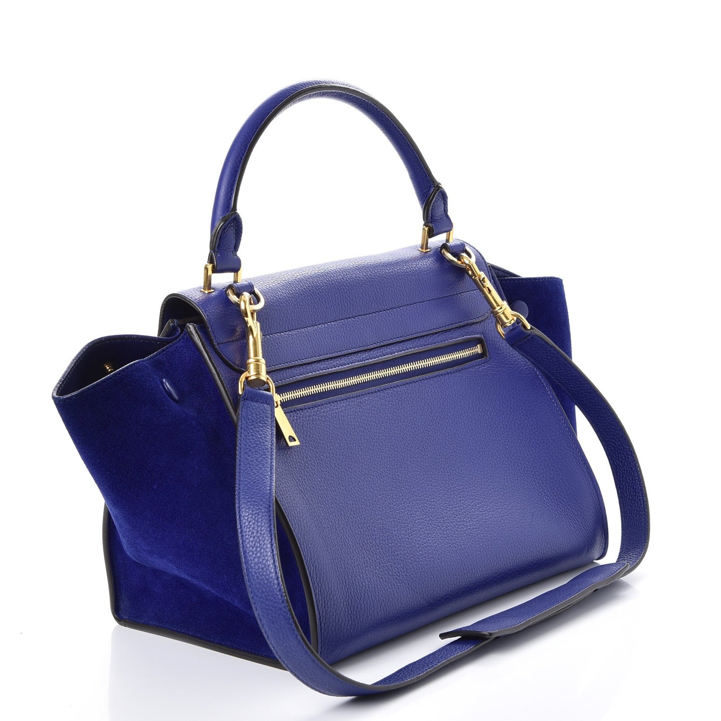 Drummed Calfskin Suede Small Trapeze Indigo
