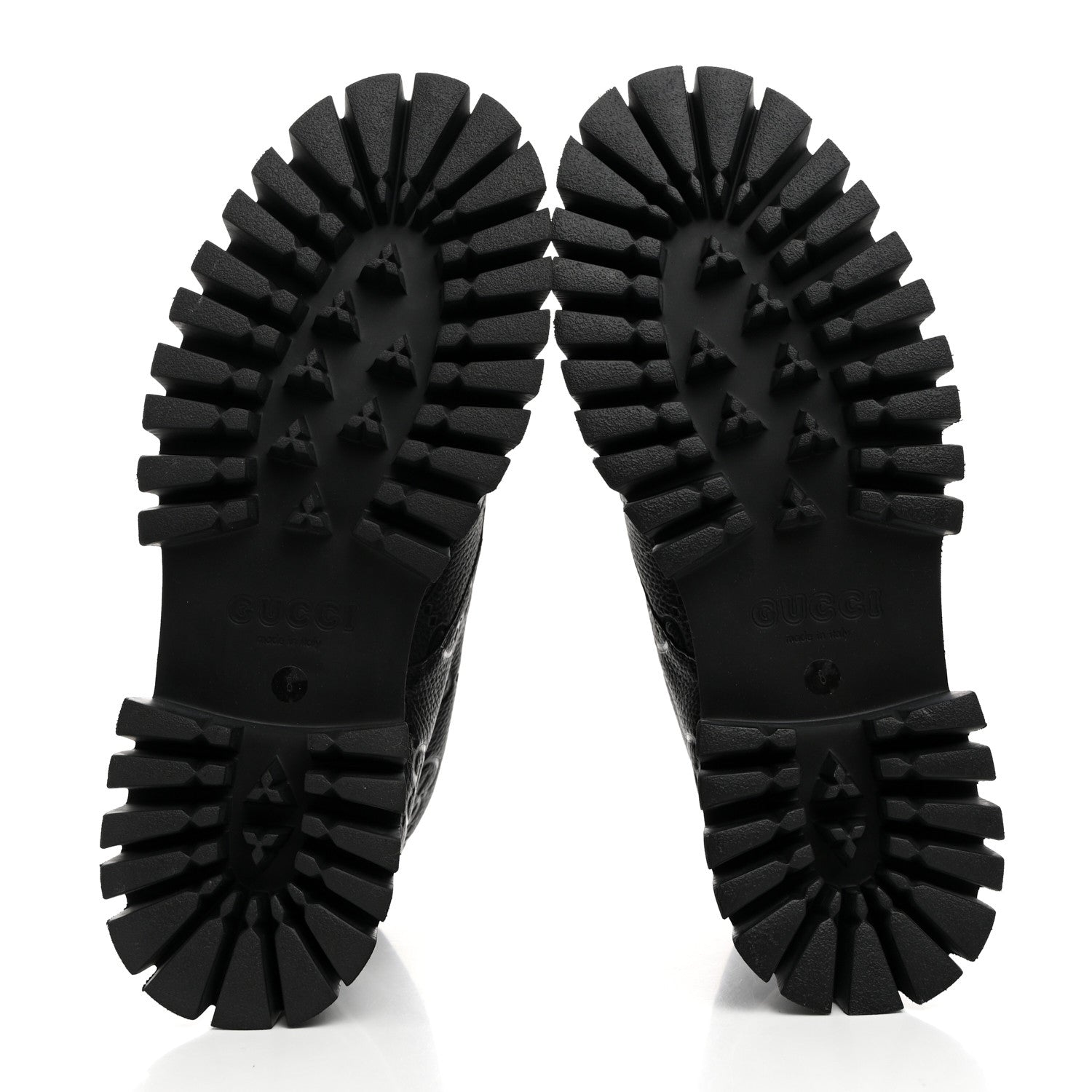 Gucci Calfskin Embossed Monogram Lace Up Ankle Boots 8 Black 5 of 9