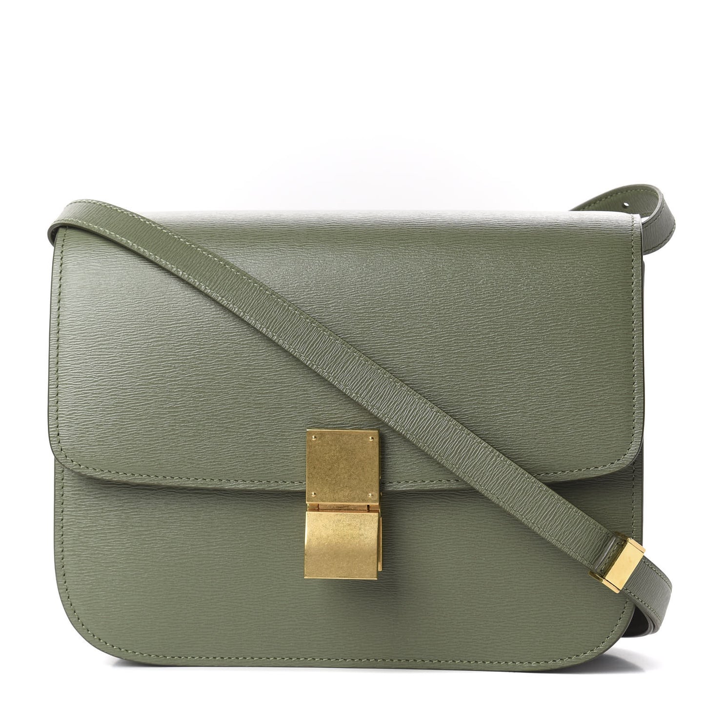 Liege Calfskin Medium Classic Box Flap Bag Light Khaki