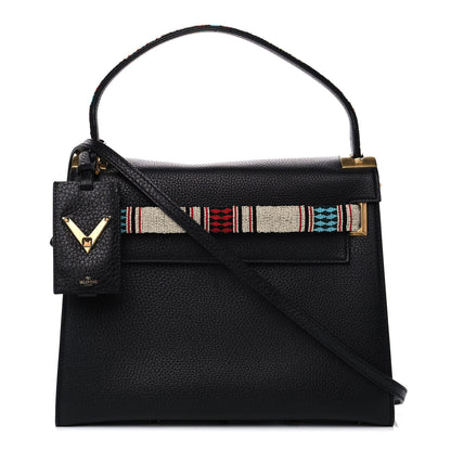 Valentino Garavani Pebbled Calfskin Beaded Medium My Rockstud Frame Bag Black 1 of 14