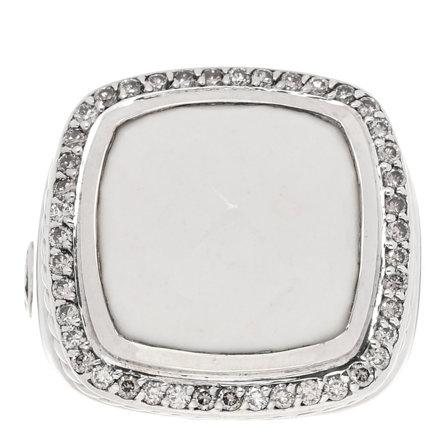 Sterling Silver Diamond White Agate 14mm Albion Statement Ring 54 7