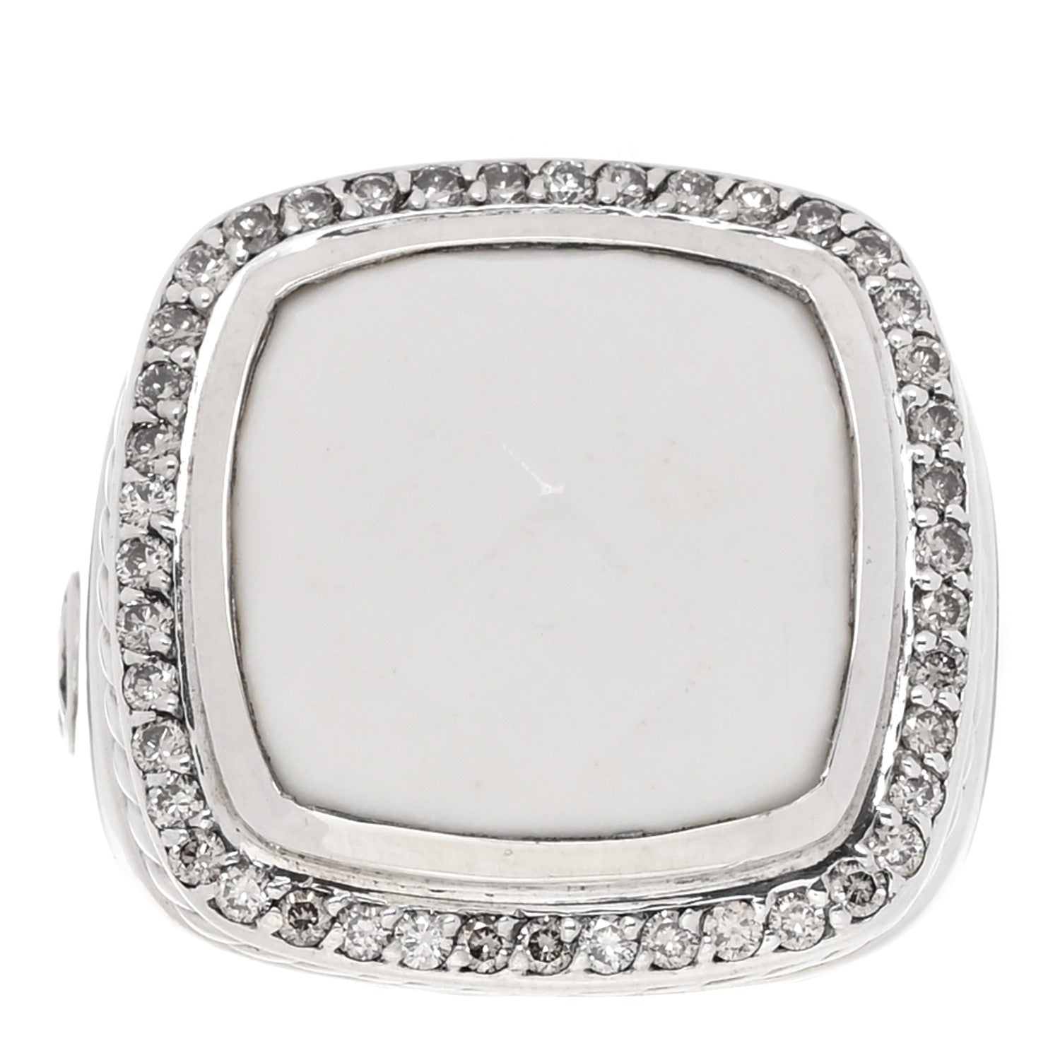 David Yurman Sterling Silver Diamond White Agate 14mm Albion Statement Ring 54 7 1 of 4