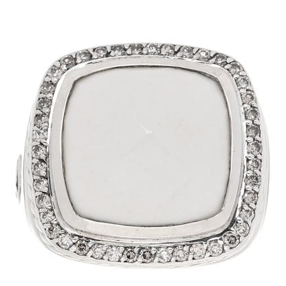 David Yurman Sterling Silver Diamond White Agate 14mm Albion Statement Ring 54 7 1 of 4