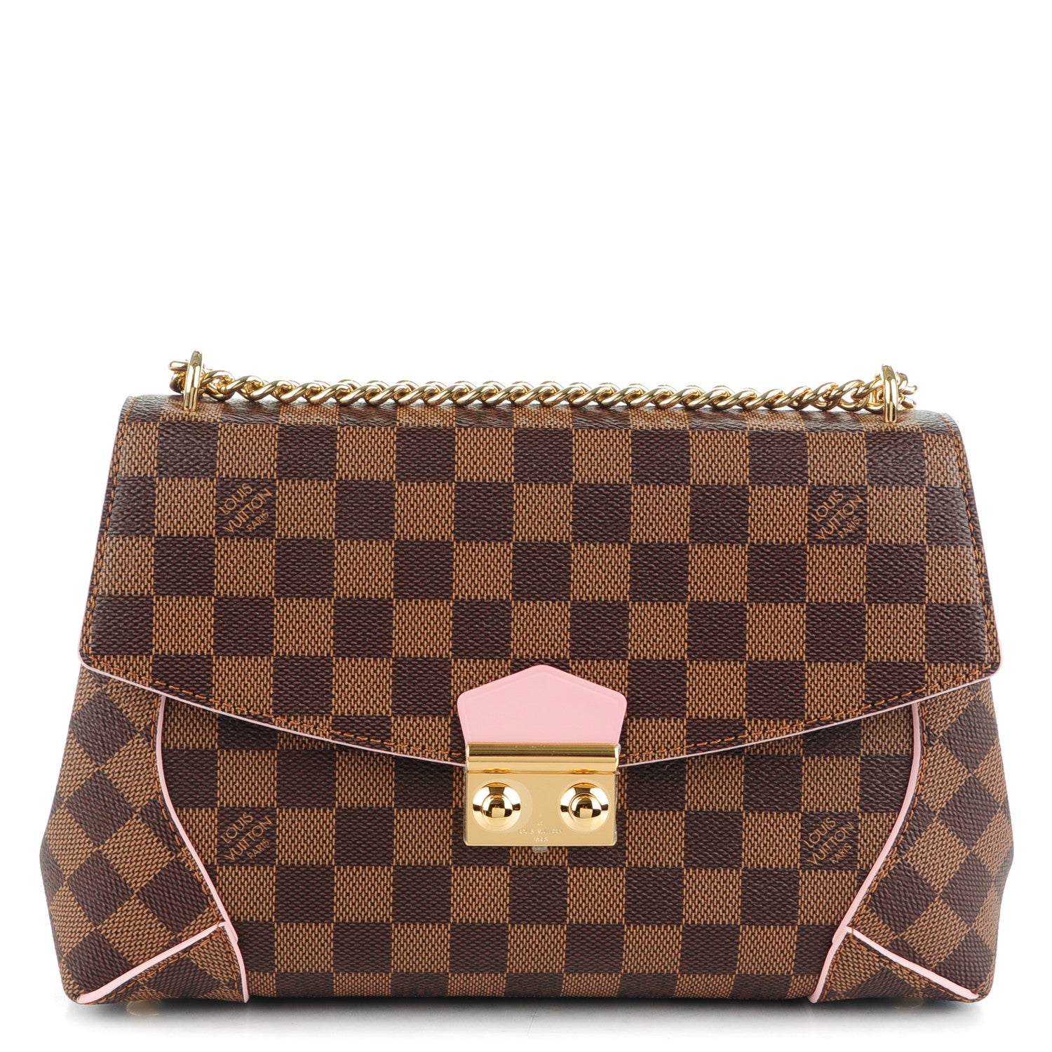 Louis Vuitton Damier Ebene Caissa Clutch Rose Ballerine 1 of 7
