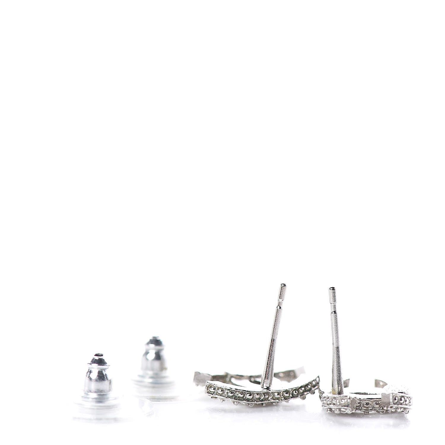 Chanel Crystal CC Earrings Silver 3 of 4