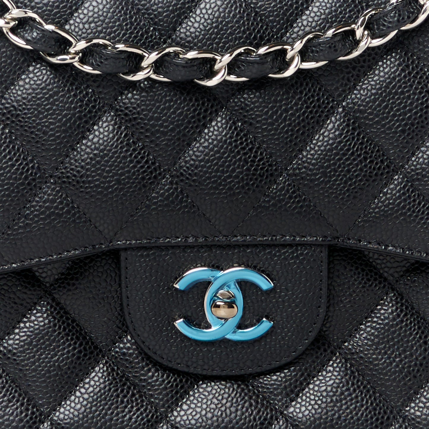 Caviar Quilted Jumbo Double Flap Black