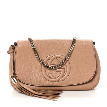 Gucci Pebbled Calfskin Medium Soho Flap Crossbody Camelia 1 of 10