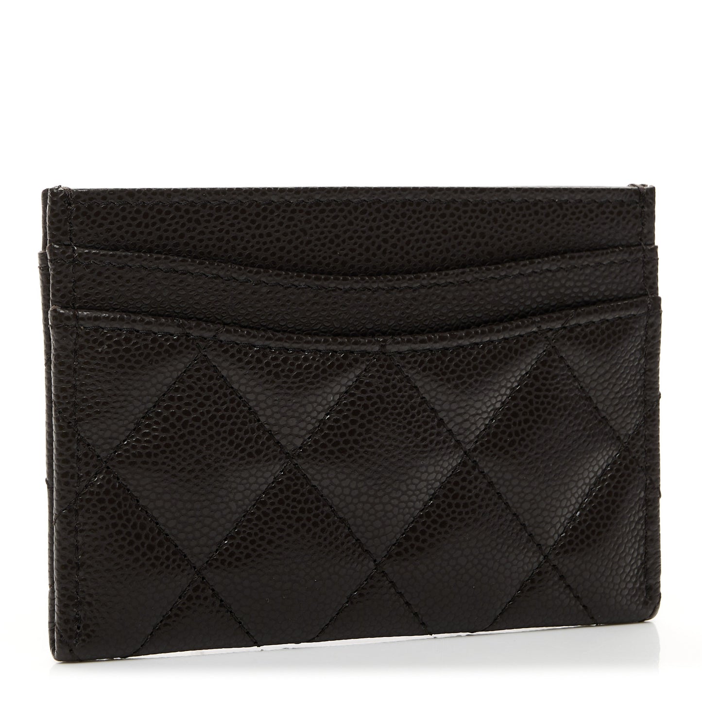 Caviar Quilted Card Holder Dark Brown