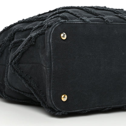 Chanel Canvas Chevron Cuba Patchwork Shopper Tote Black 8 of 9