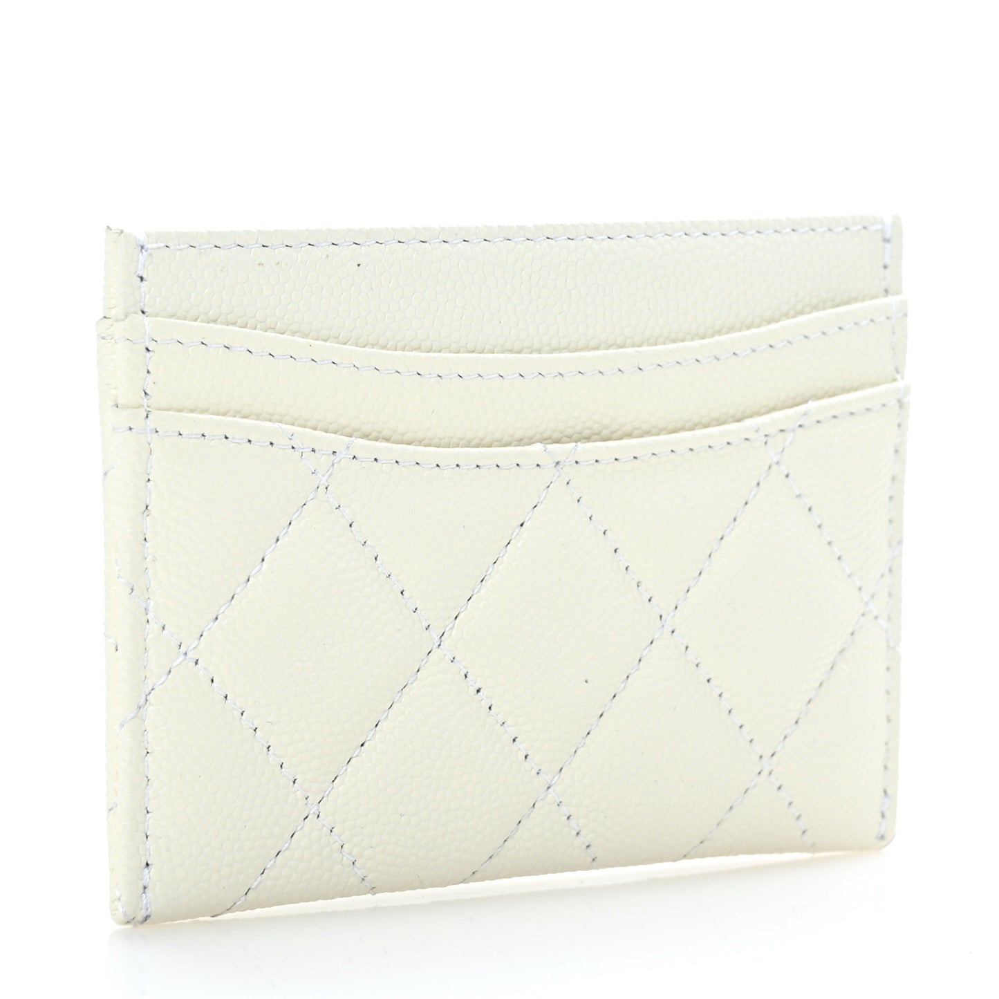 Caviar Quilted Card Holder White
