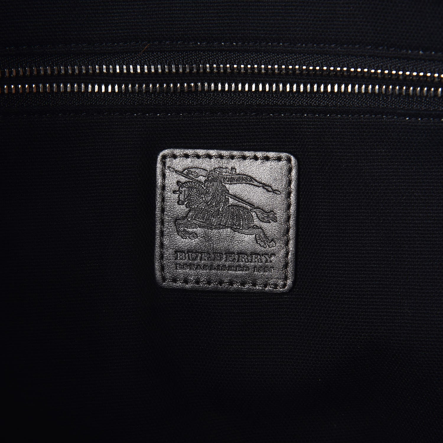 Burberry Canvas Calfskin Shimmer Check Tote Grey 6 of 9