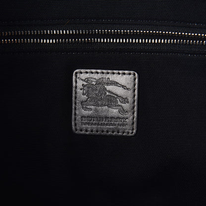 Burberry Canvas Calfskin Shimmer Check Tote Grey 6 of 9