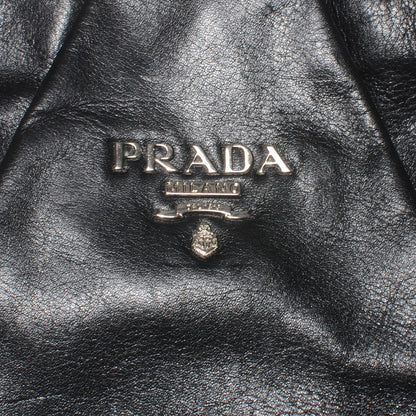 Prada Soft Calf Pleated Hobo Nero Black 6 of 10