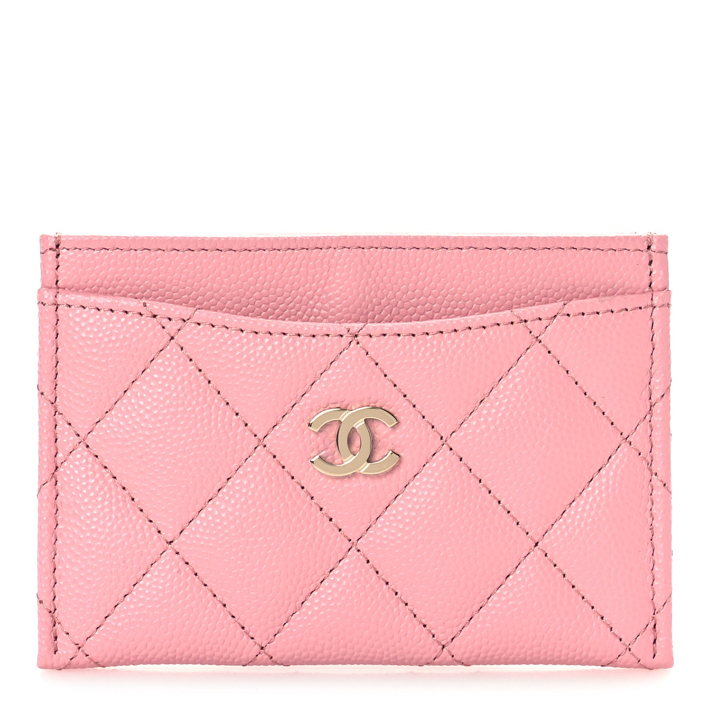 Caviar Quilted Card Holder Pink